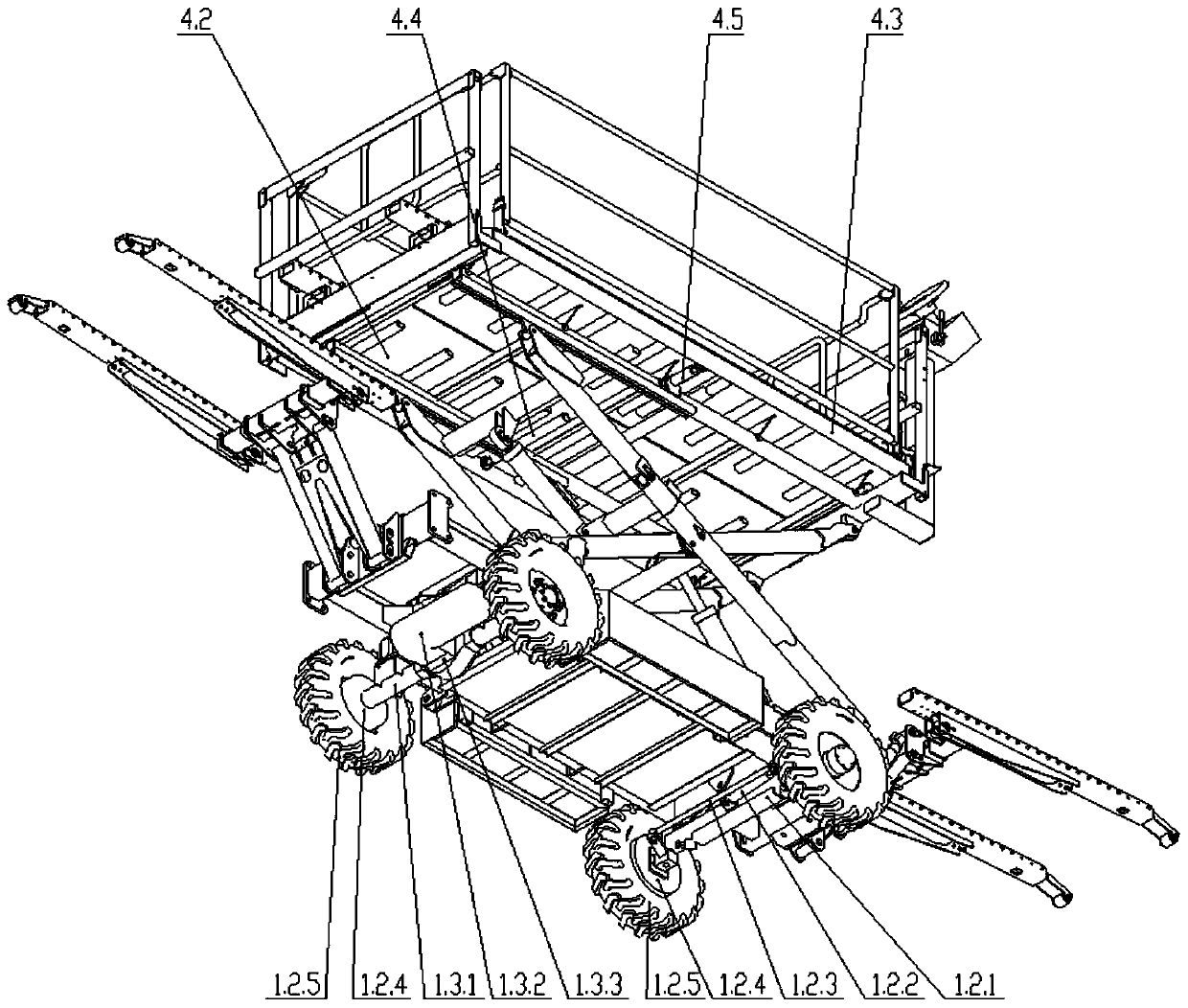 Automatic leveling orchard operation platform with dual-power system