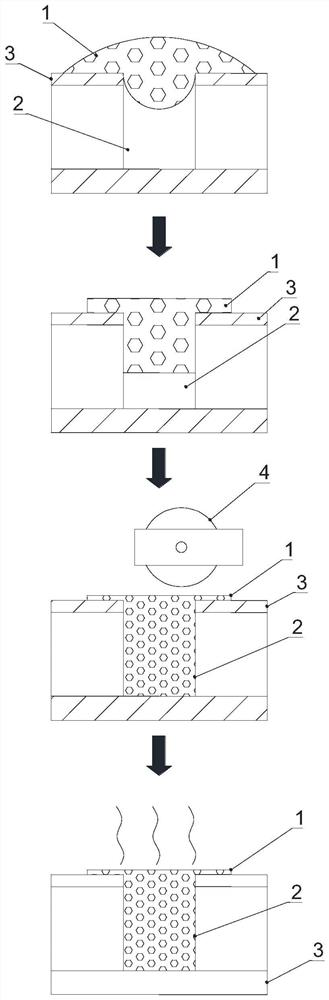 Nano-metal hole filling method adopting dry and wet mixed filling