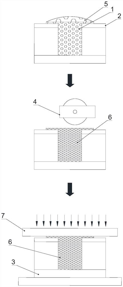 Nano-metal hole filling method adopting dry and wet mixed filling