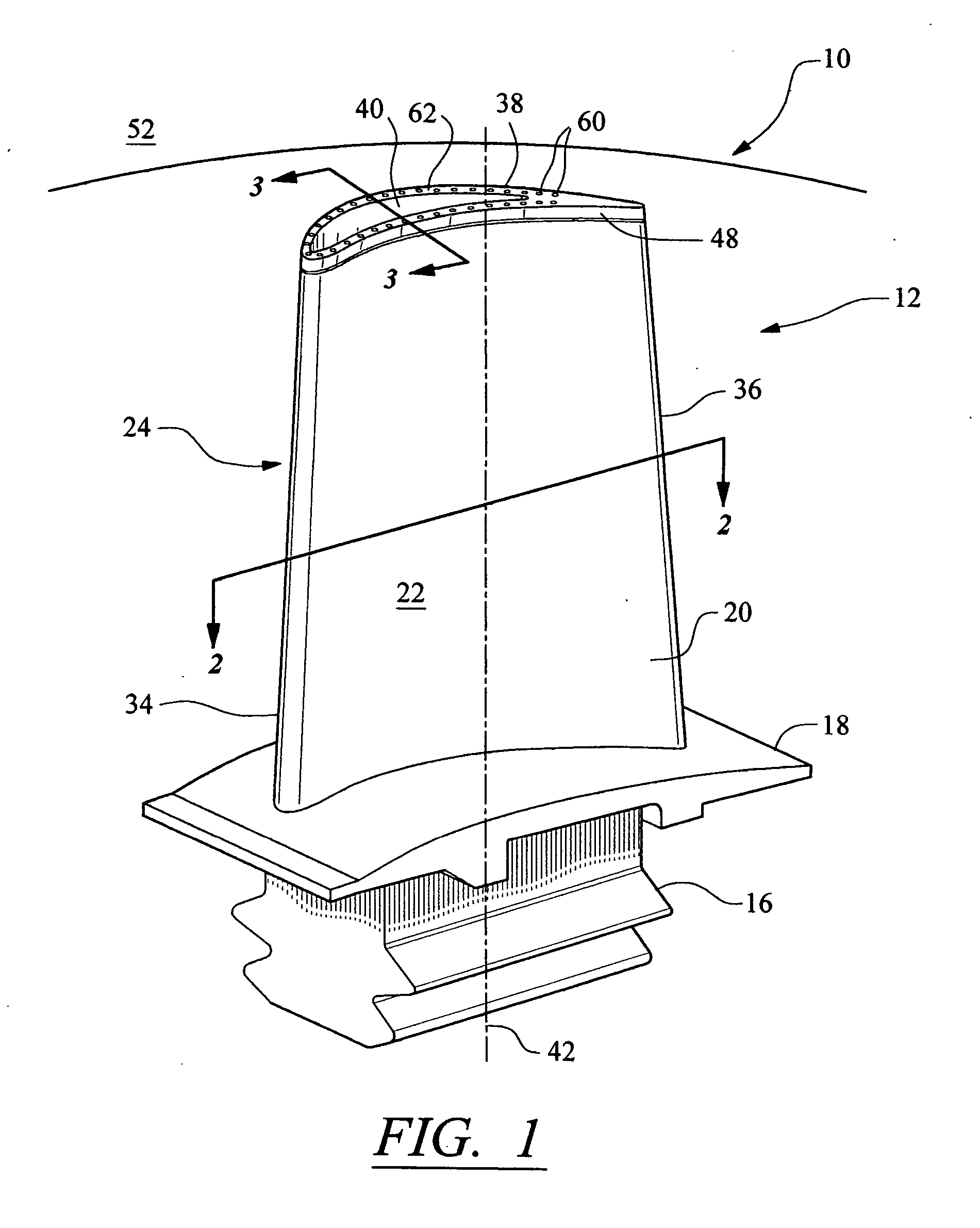 Cooling system for a tip of a turbine blade