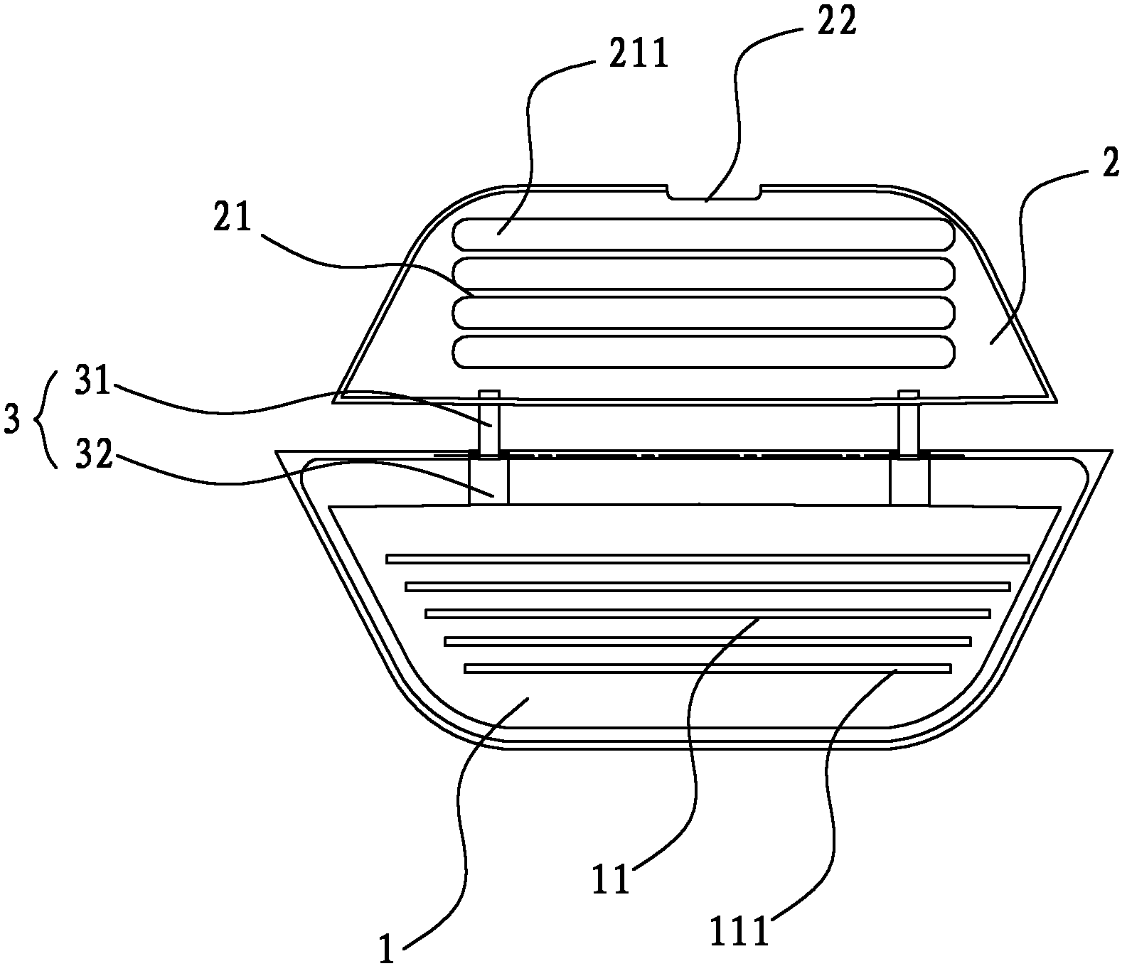 Defrosting pan for distributor component in refrigerator, and refrigerator with defrosting pan