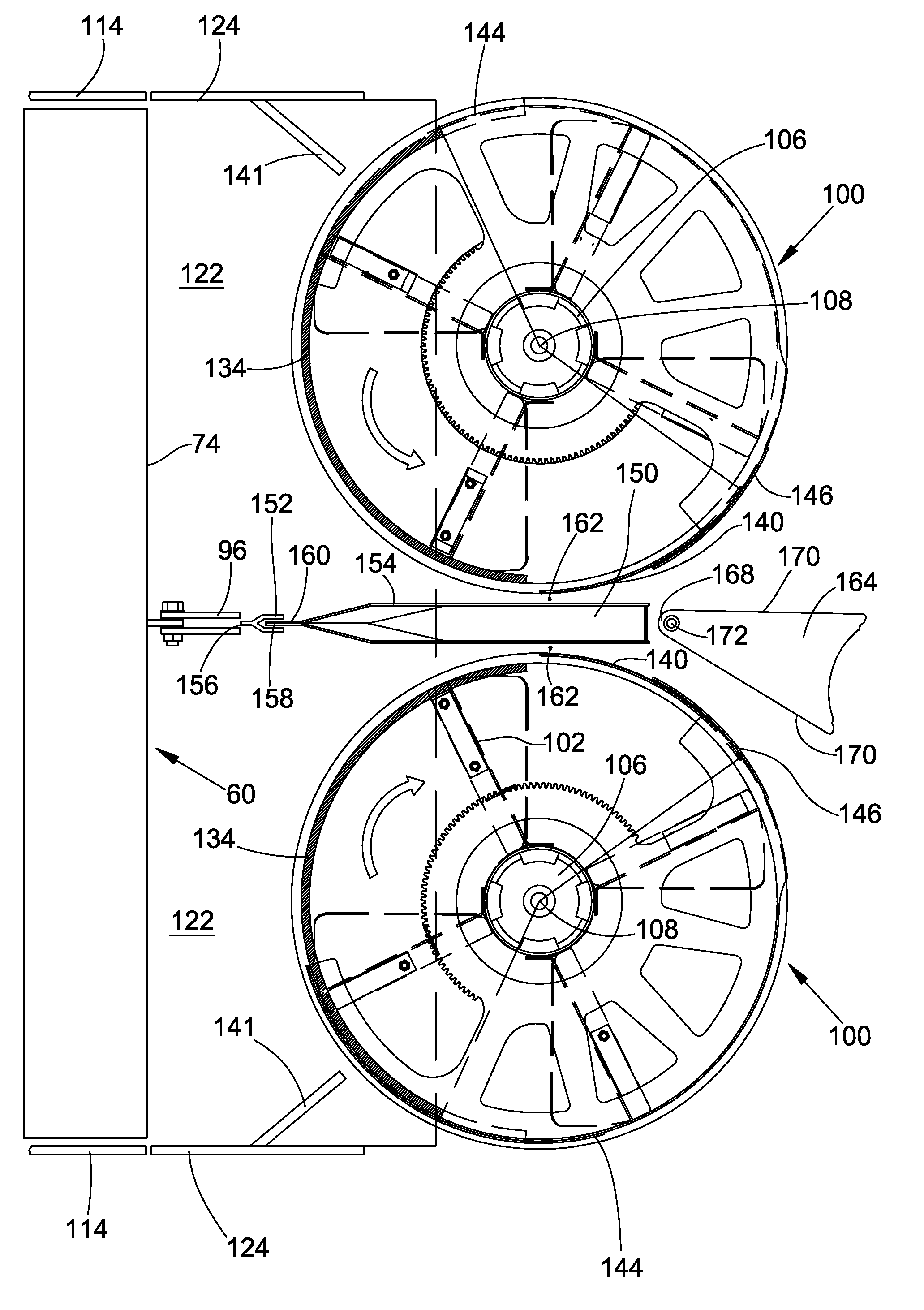 Crop residue chopping and distributing arrangement for a combine harvester