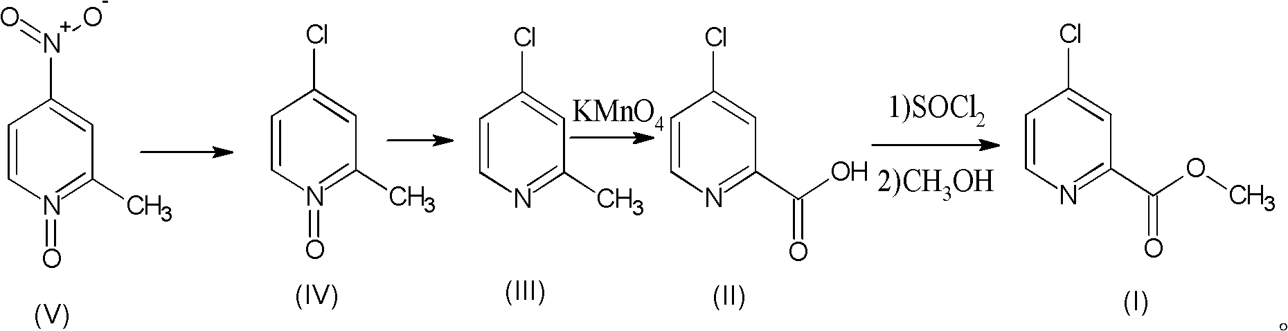 Preparation process of high-purity 4-chloro-2-pyridinecarboxylate hydrochloride