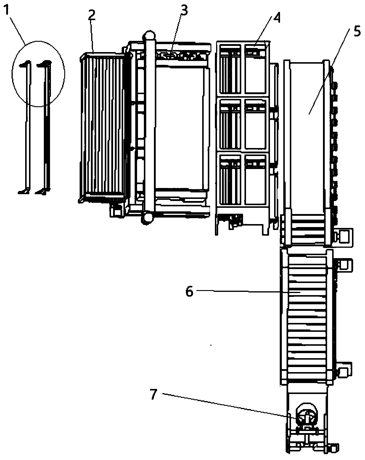 Continuous collecting, feeding and extruding integrated device for light wide-width net material