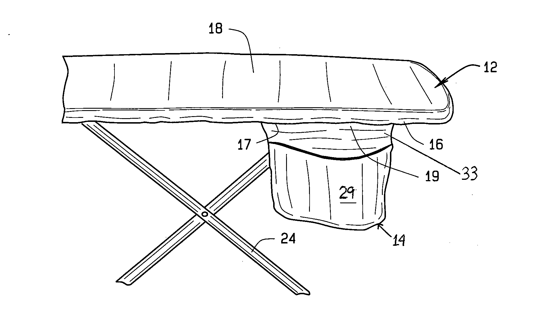 Ironing board cover with storage pouch