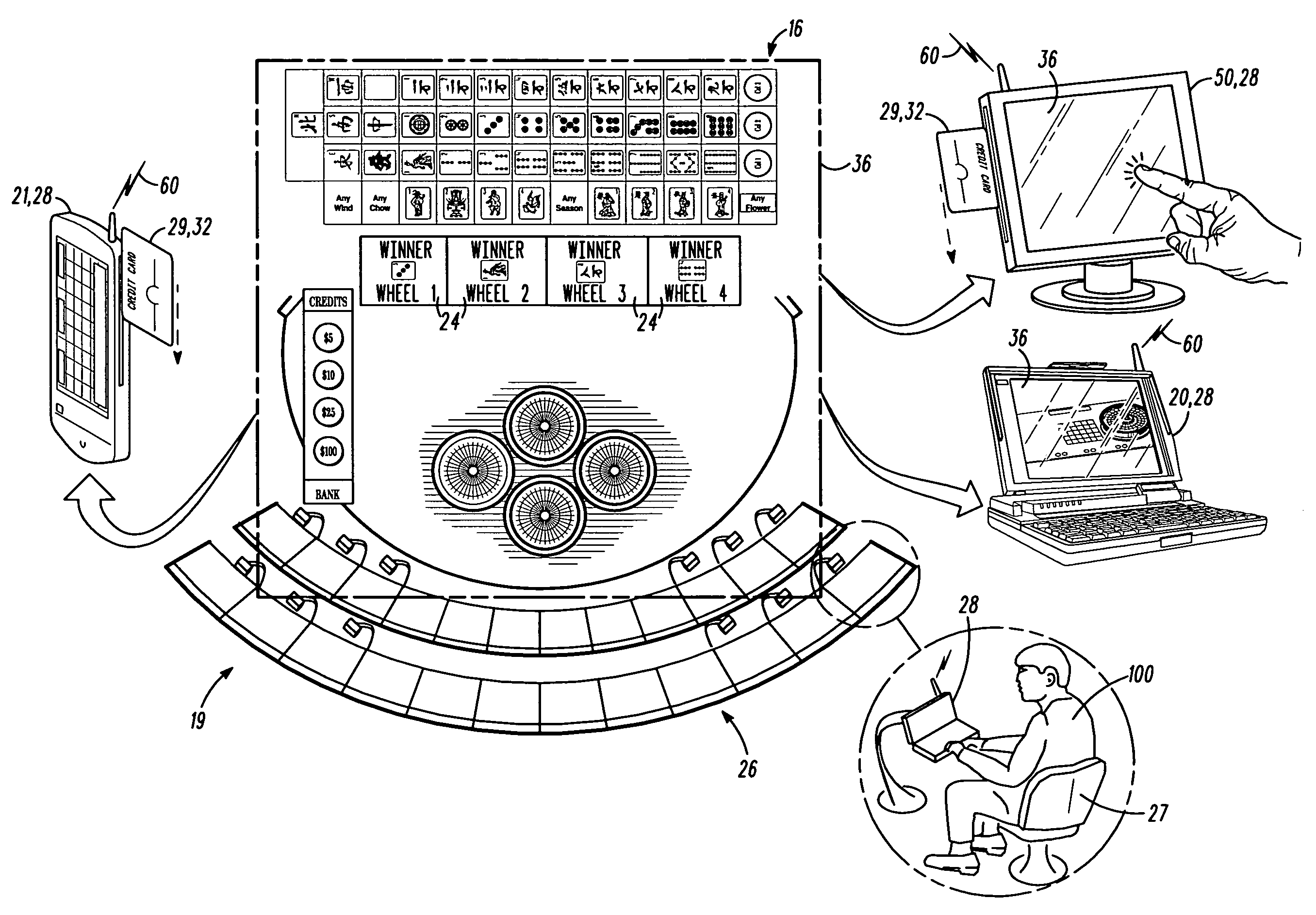 Mahjong roulette gaming system, and method