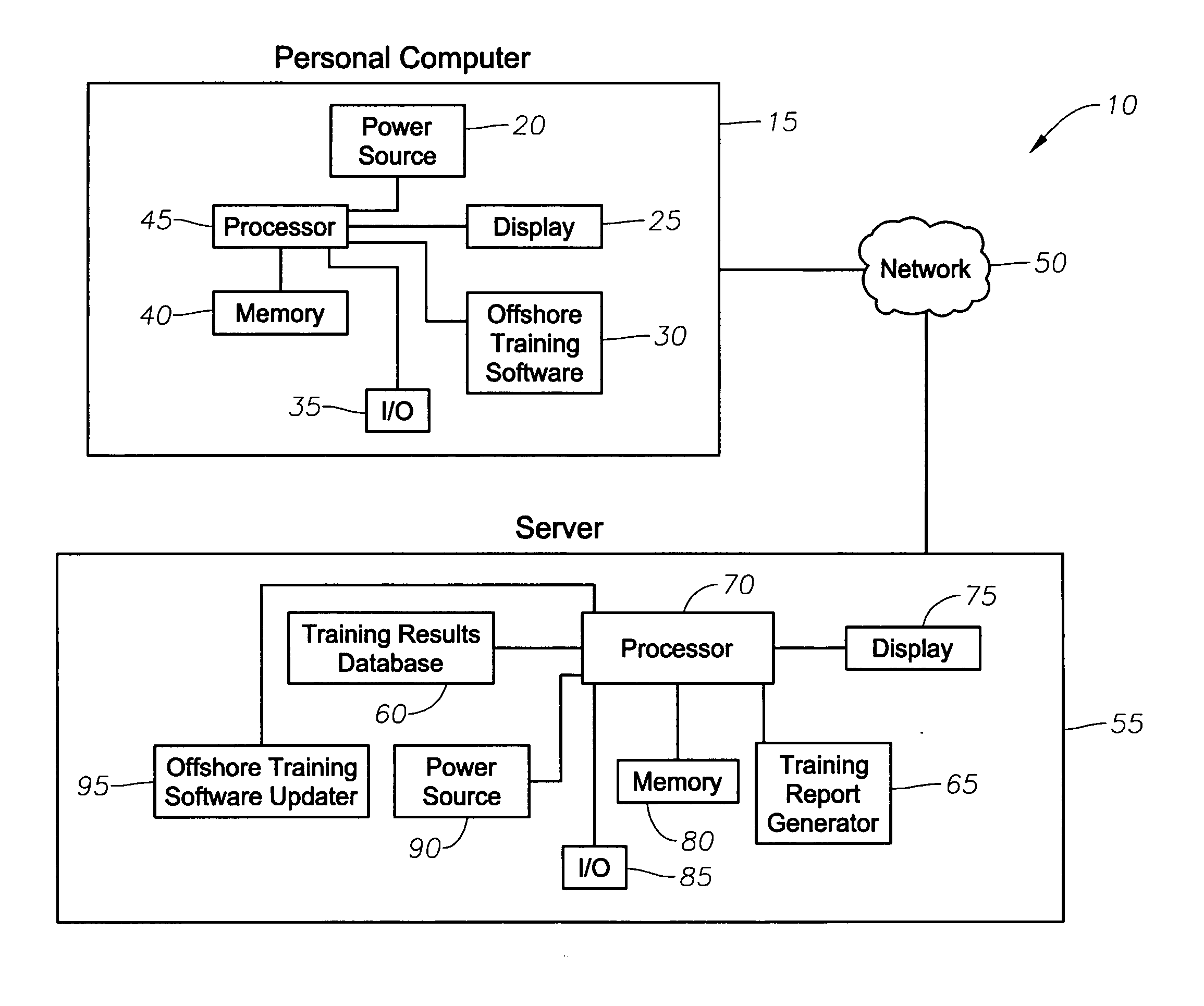 Offshore environment computer-based safety training system and methods