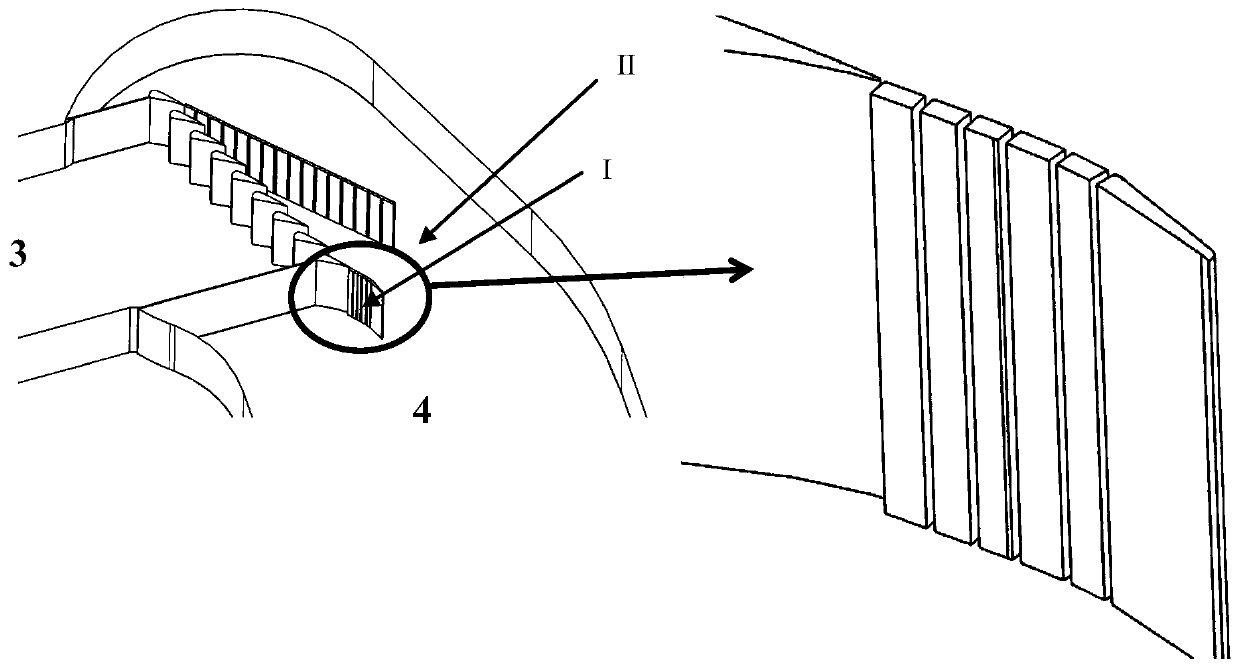 Cascade bent tail plate with hole groove structure for suction type transonic velocity plane cascade turbine test bed