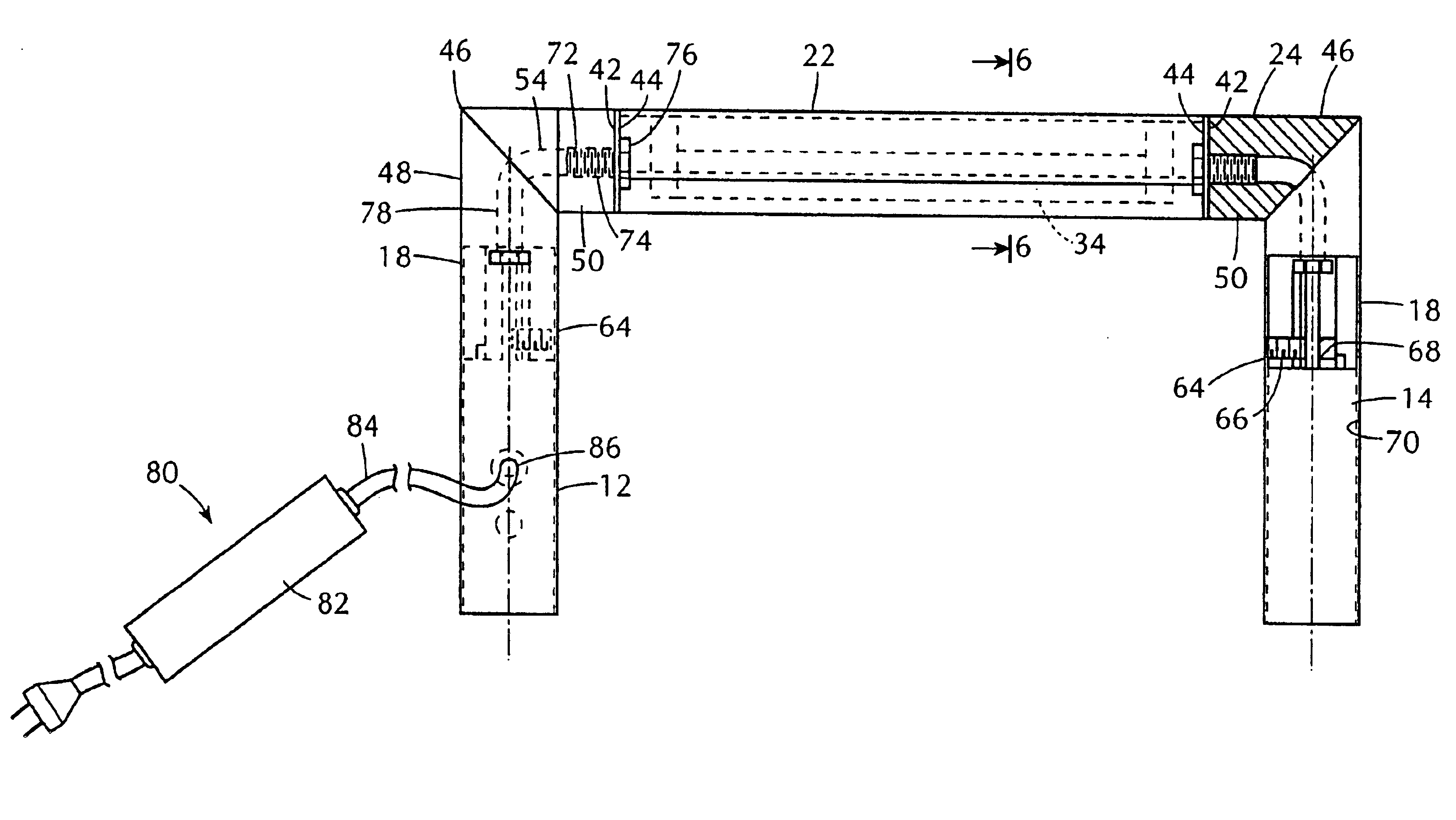 Illuminating device with rotatably adjustable support