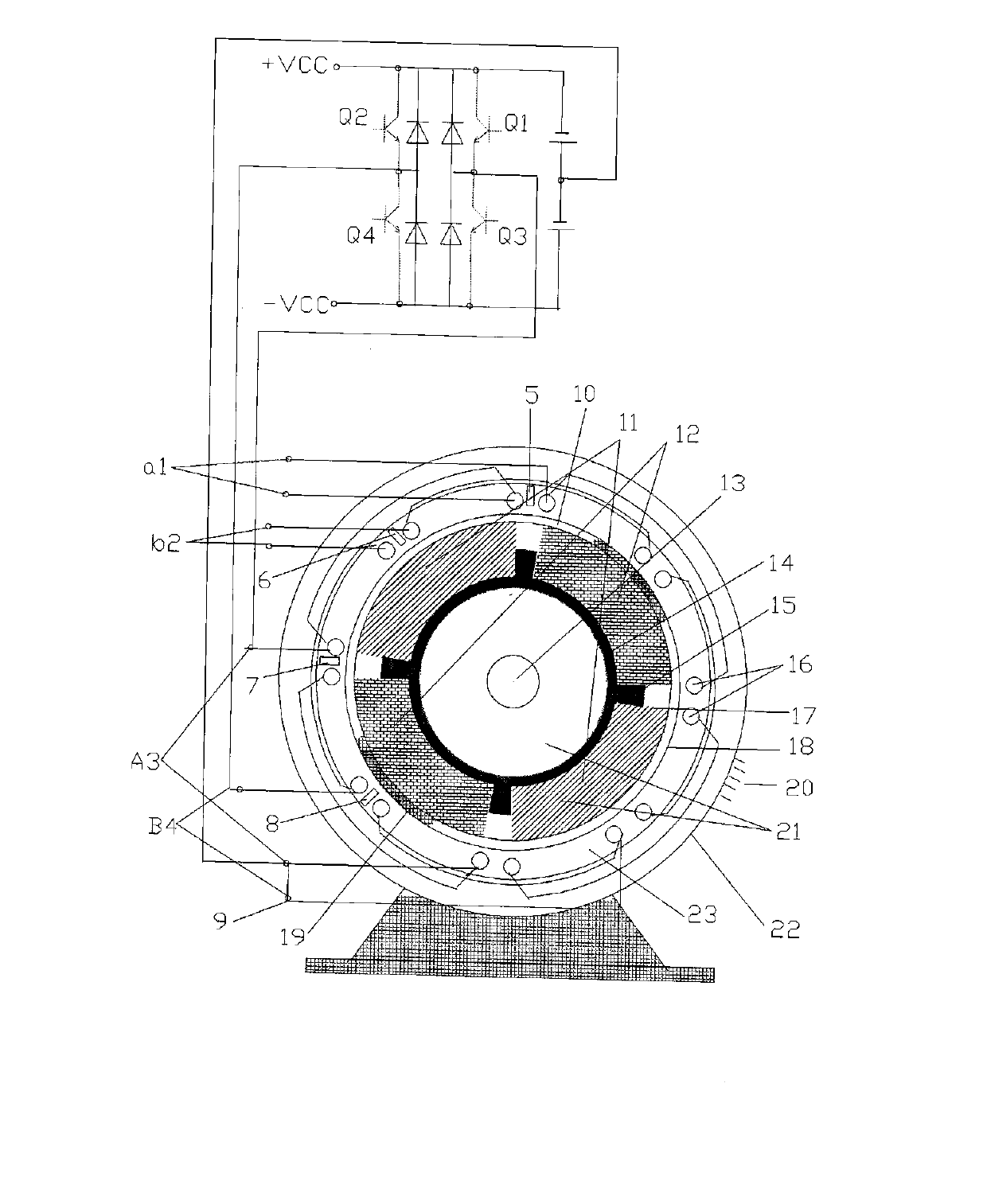 Magnetic-reaction brushless permanent magnet direct current motor