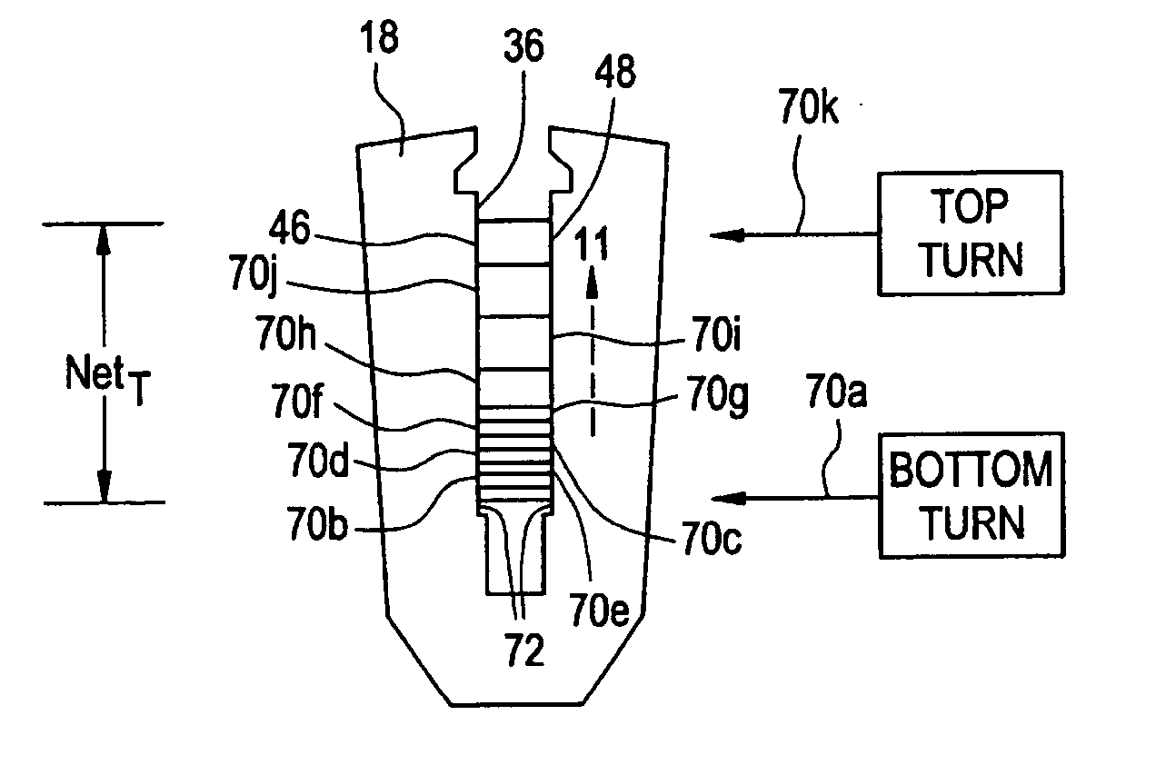 Method and apparatus for reducing hot spot temperatures on stacked field windings