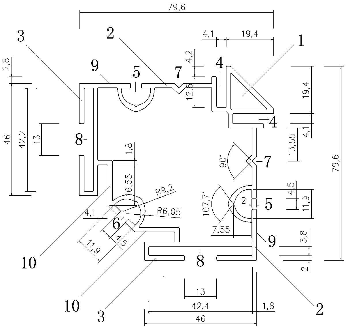 90-degree multifunctional corner section bar