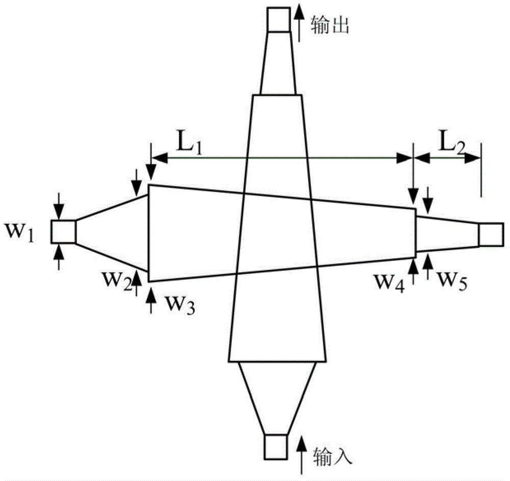 Cross waveguide based on linear tapered multimode interference principle