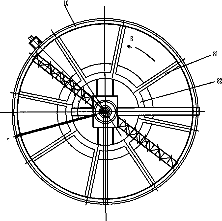 Flocculation central driving mud scraper