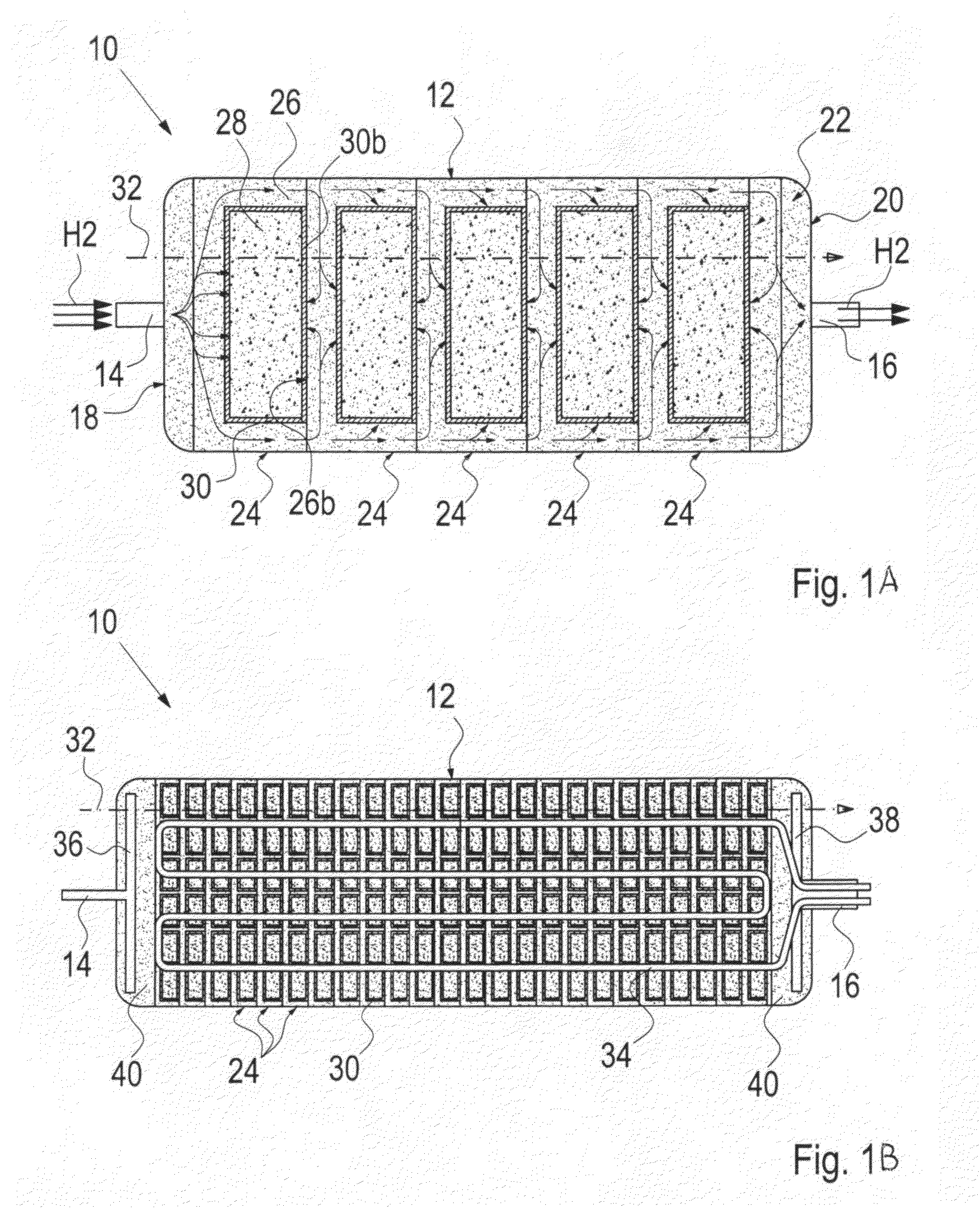 Hydrogen reservoir and process for filling a hydrogen reservoir