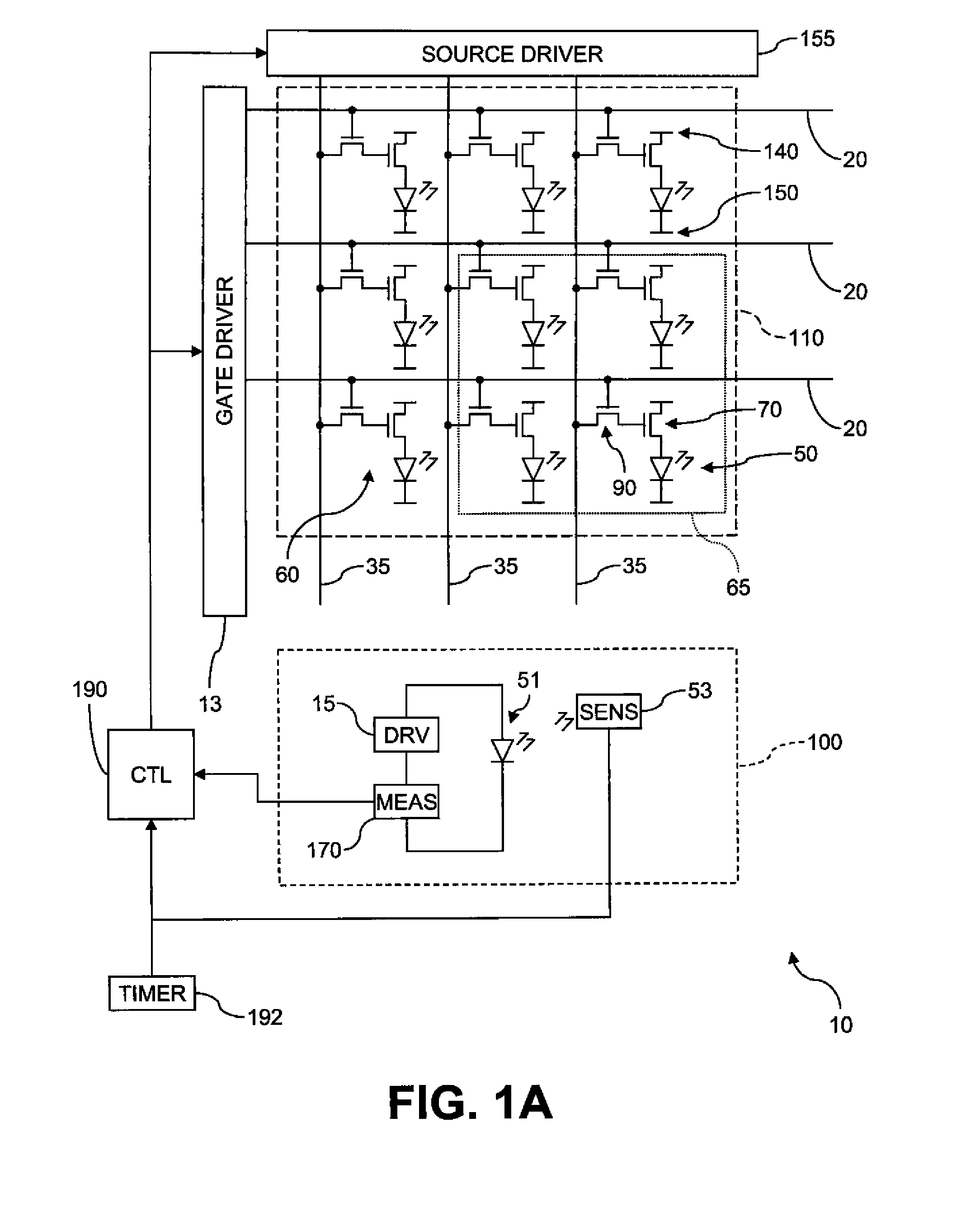 Electroluminescent device aging compensation with reference subpixels