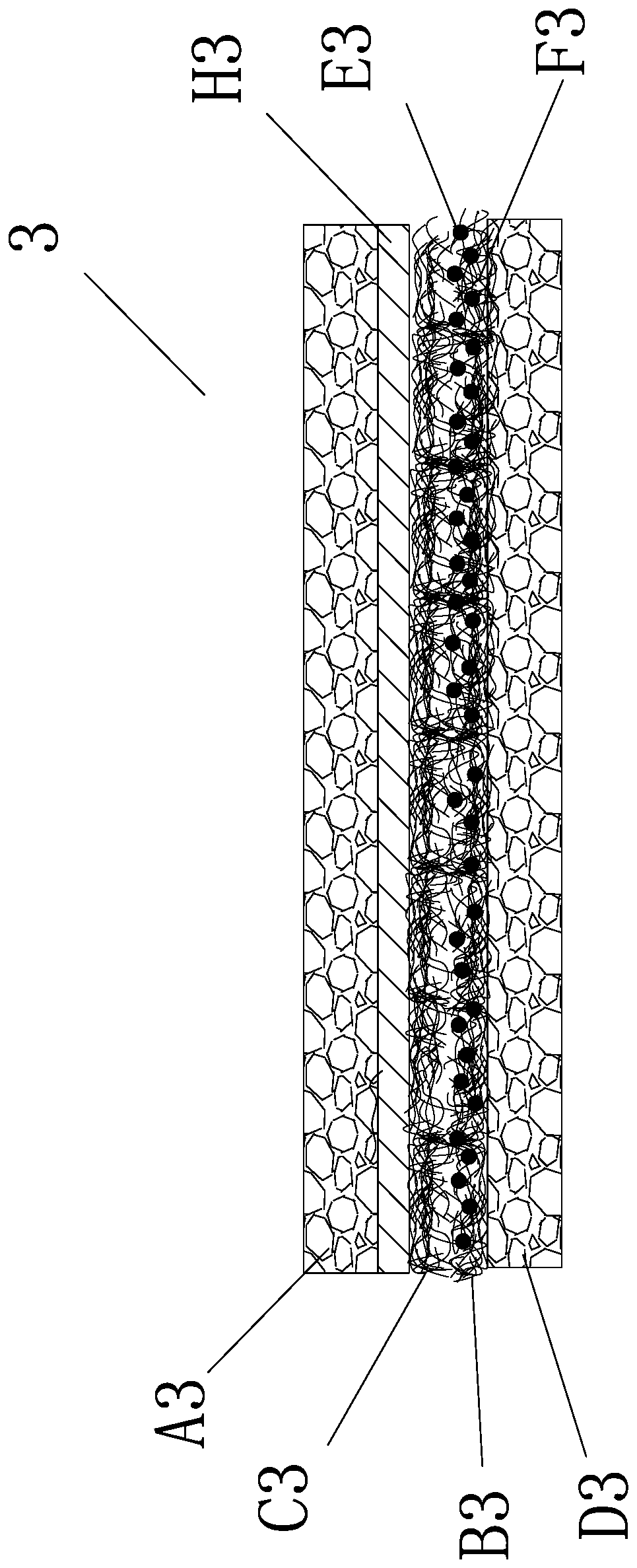 A composite absorbent coil containing a foaming material