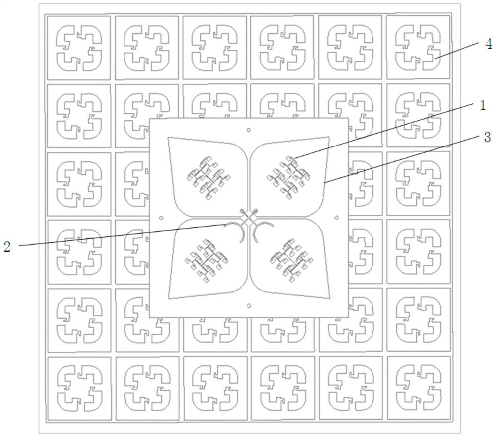 High and low frequency composite structure base station antenna loaded with artificial magnetic conductor structure reflecting plate