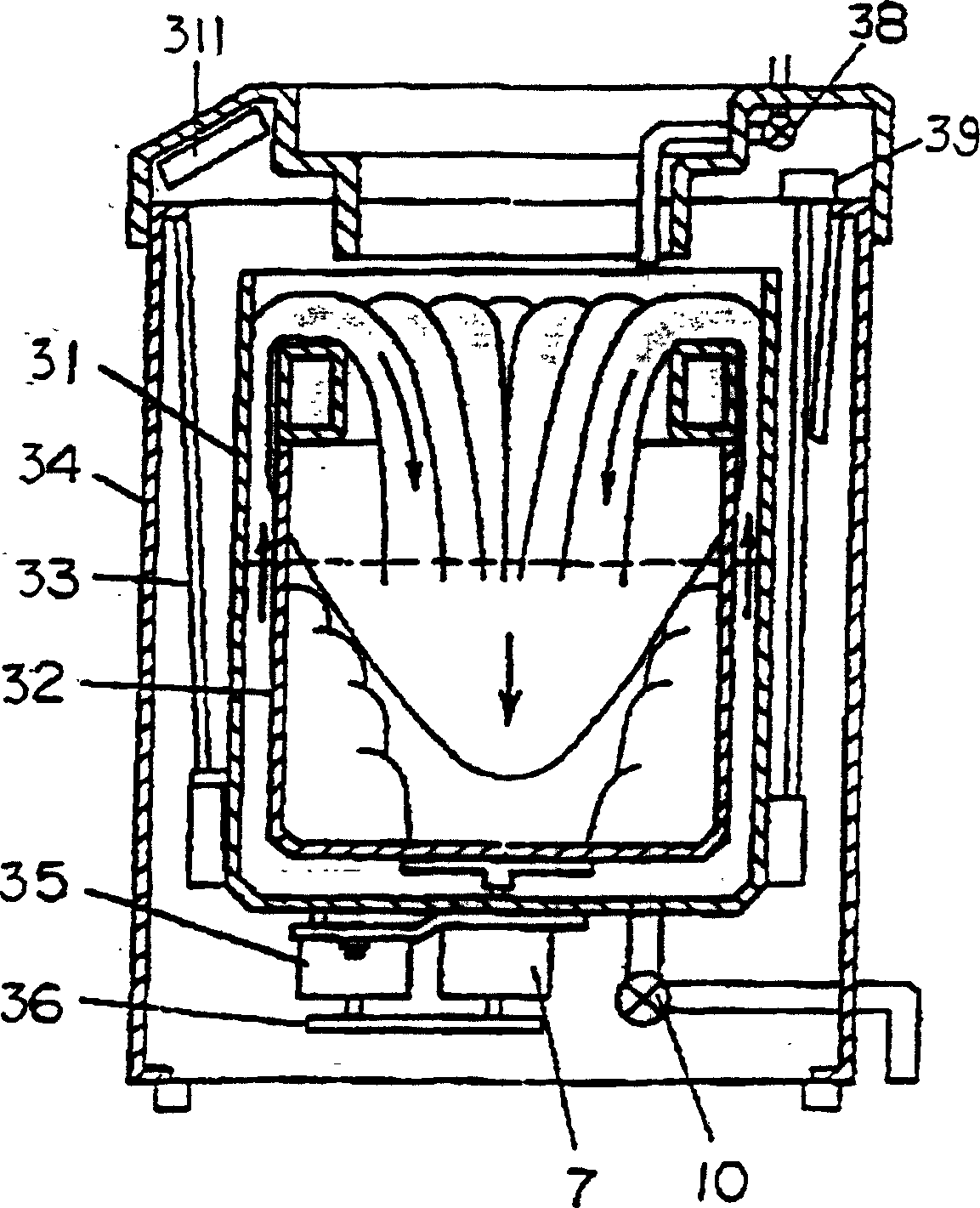 Method for washing clothes under sprinkling internal circulation and washing machine