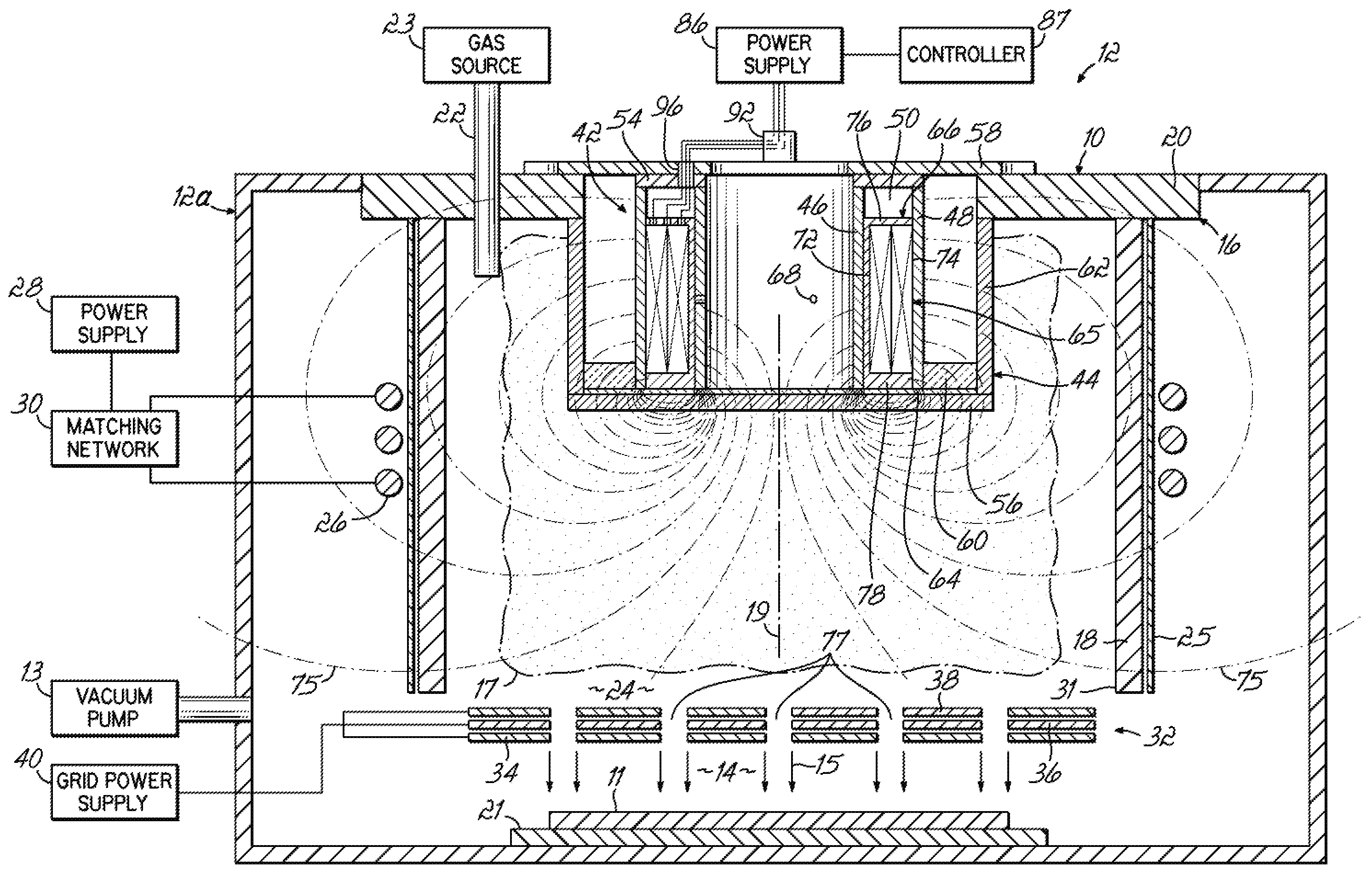 Ion sources and methods for generating an ion beam with a controllable ion current density distribution