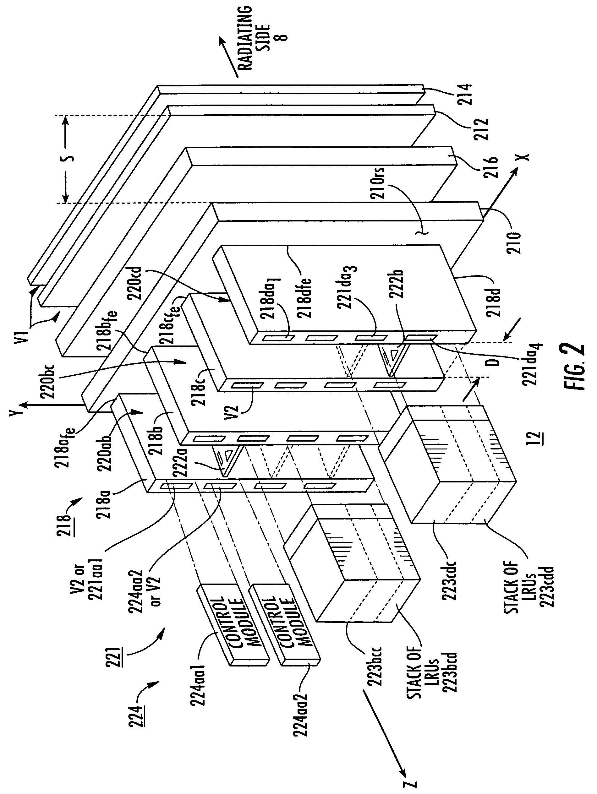 Antenna with compact LRU array