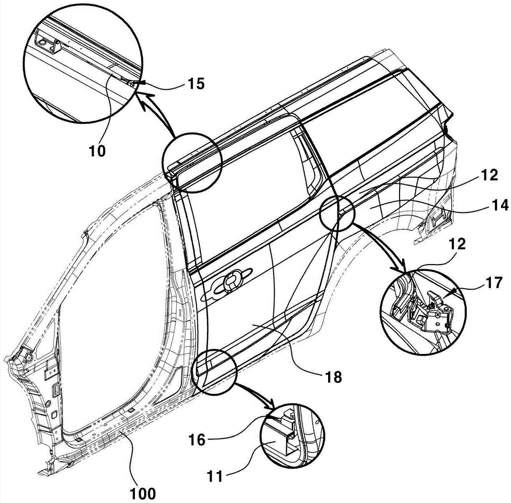 Gull wing door with slide door for vehicle