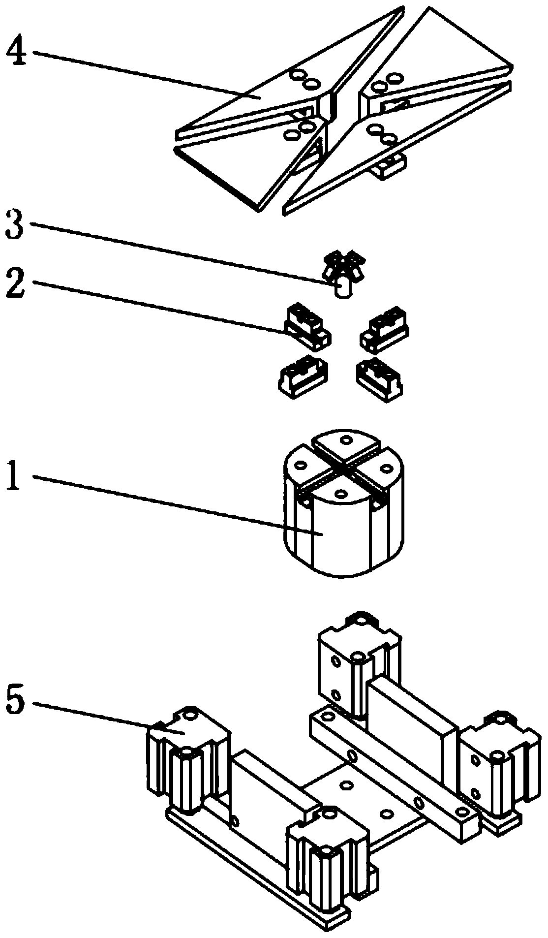 A hemming device of a cot machine for hemming the sunroof of the cot