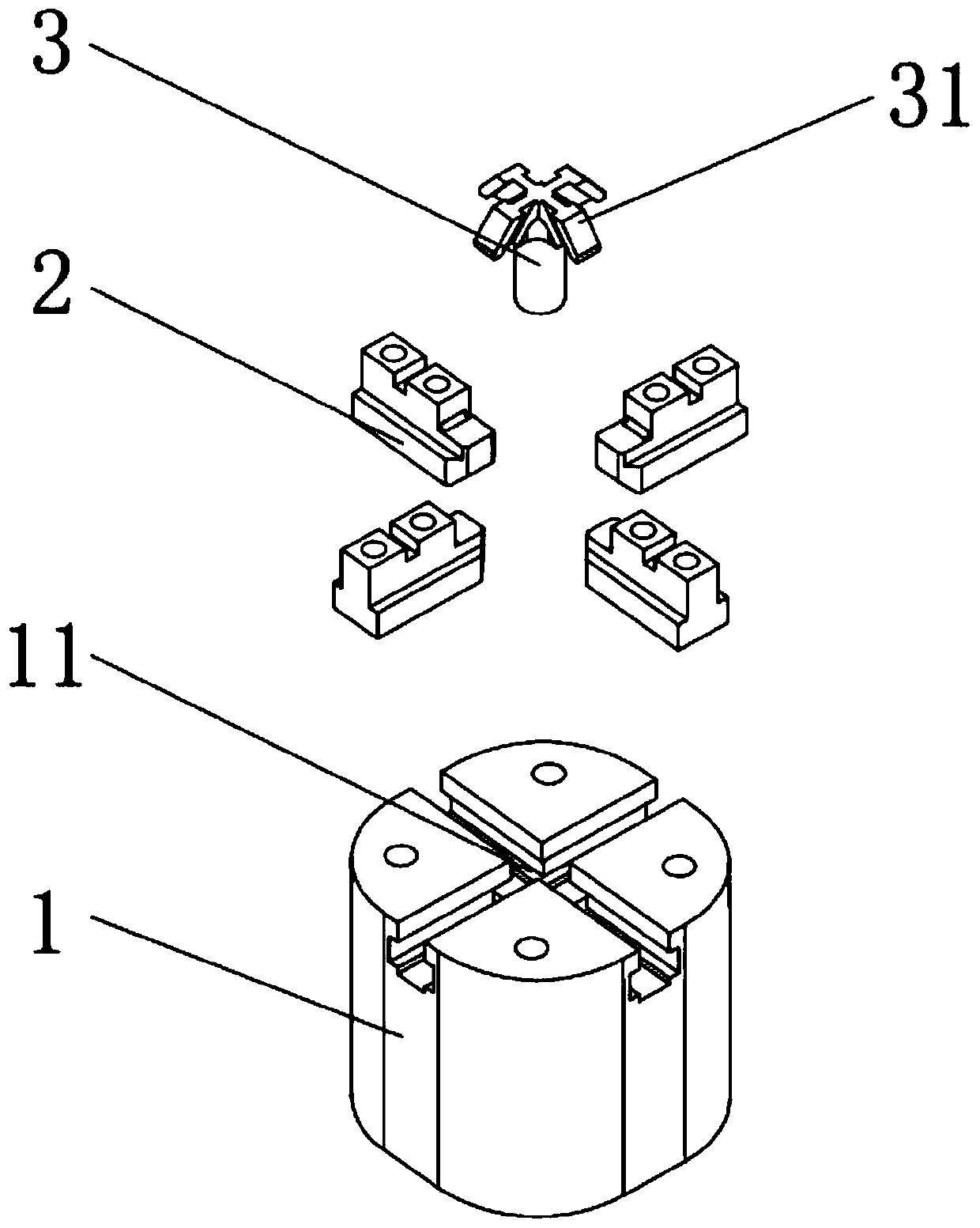 A hemming device of a cot machine for hemming the sunroof of the cot