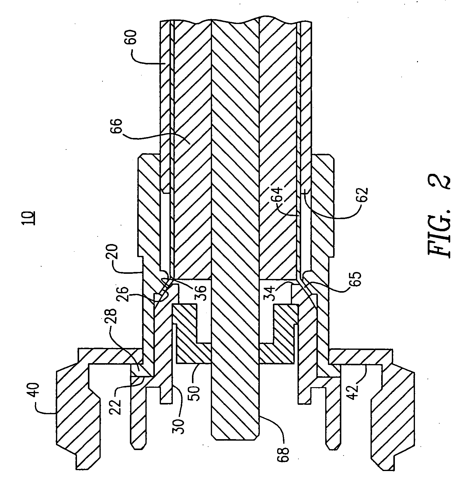 Coaxial connector and method