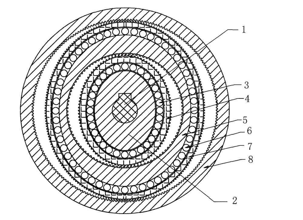 Embedded two-layer harmonic drive reducing gear