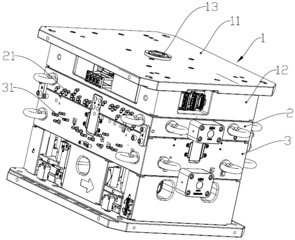 Injection mold for vehicle door interior trim panel