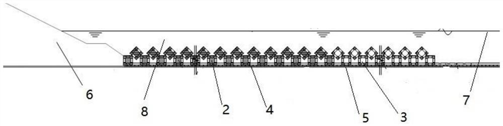 Anti-scour and flow-reducing ecological dam