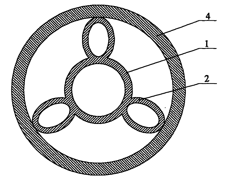 Rotary flexible shaft supporting tube with support blades having single-node elliptical-annular sections