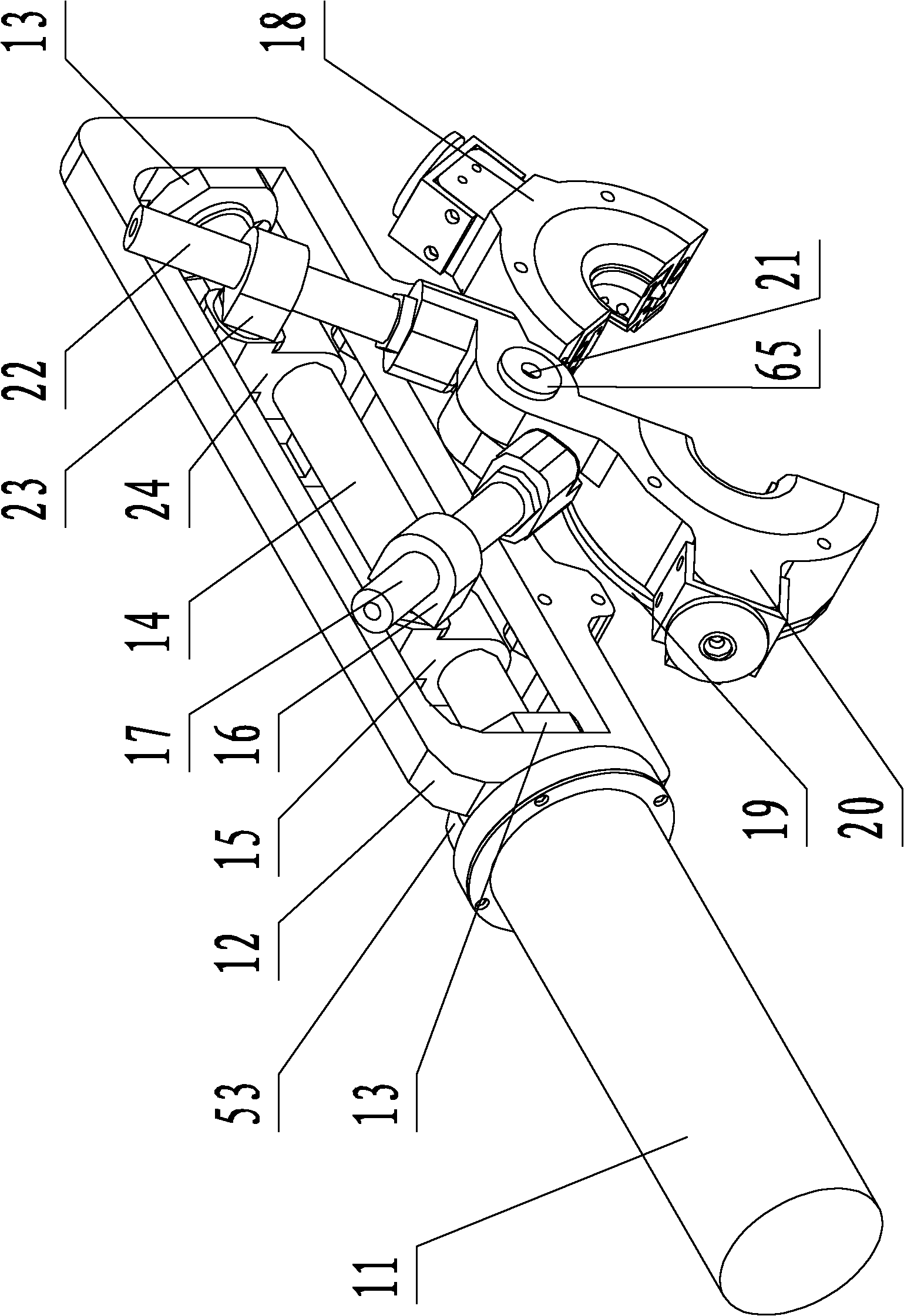 Broken strand crimping work robot mechanism of super-high-voltage power transmission line