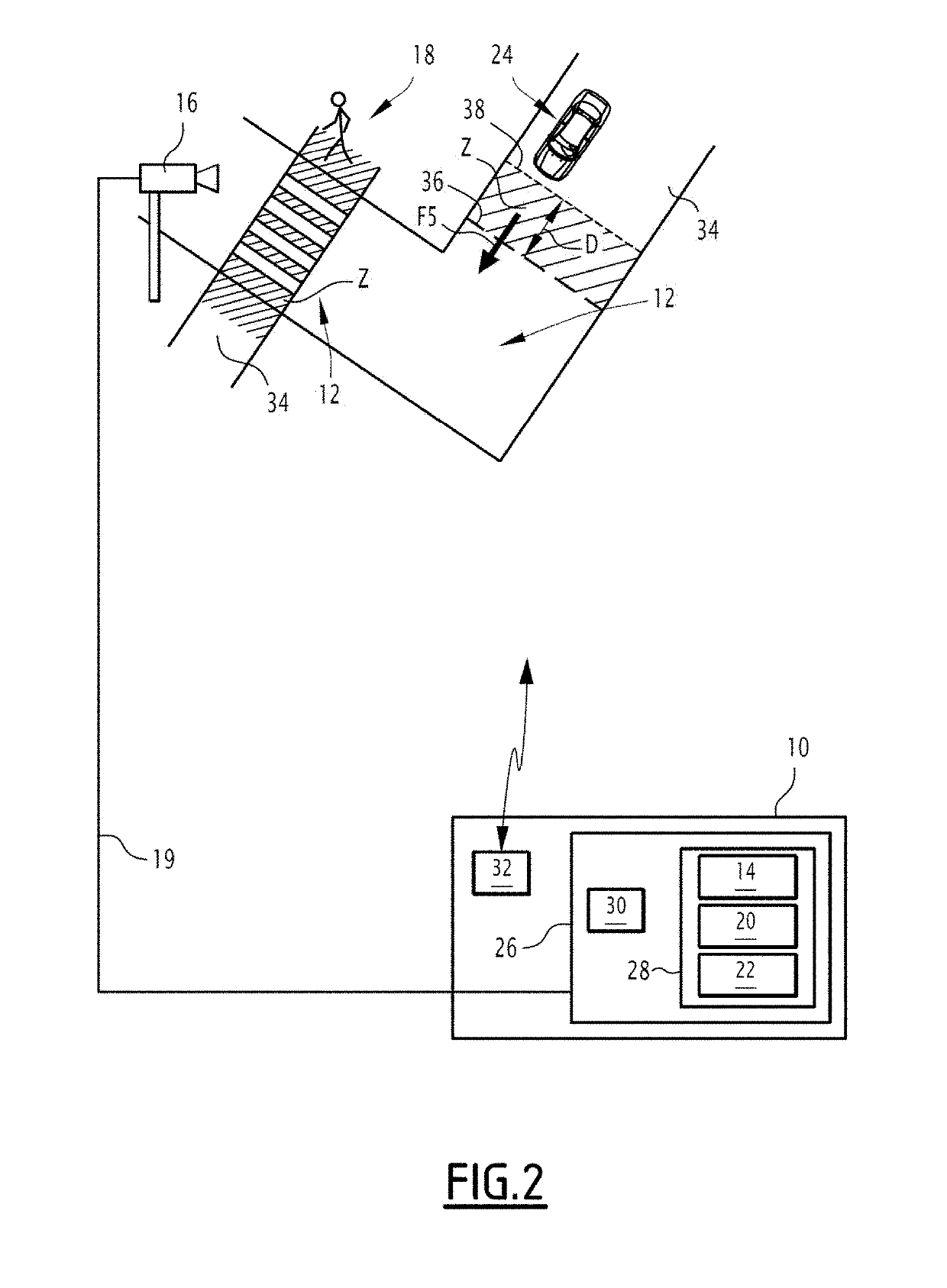 Electronic device and method for monitoring a road intersection zone for autonomous motor vehicle(s), related computer program