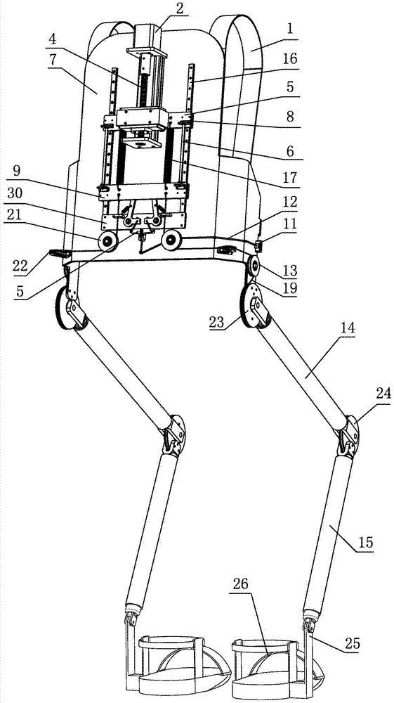 Spring energy storage bouncing exoskeleton