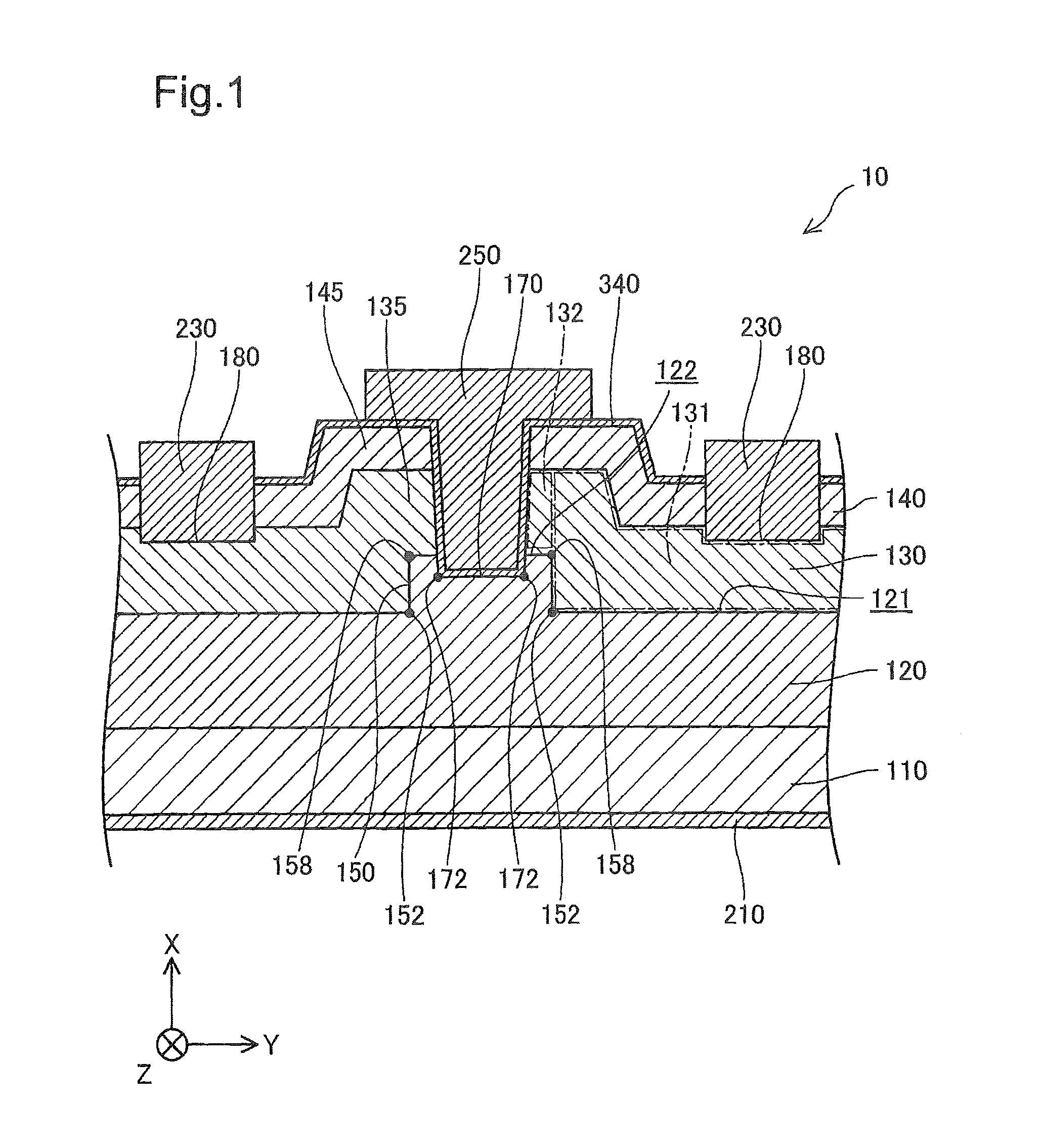 Semiconductor device including first interface and second interface as an upper surface of a convex protruded from first interface and manufacturing device thereof