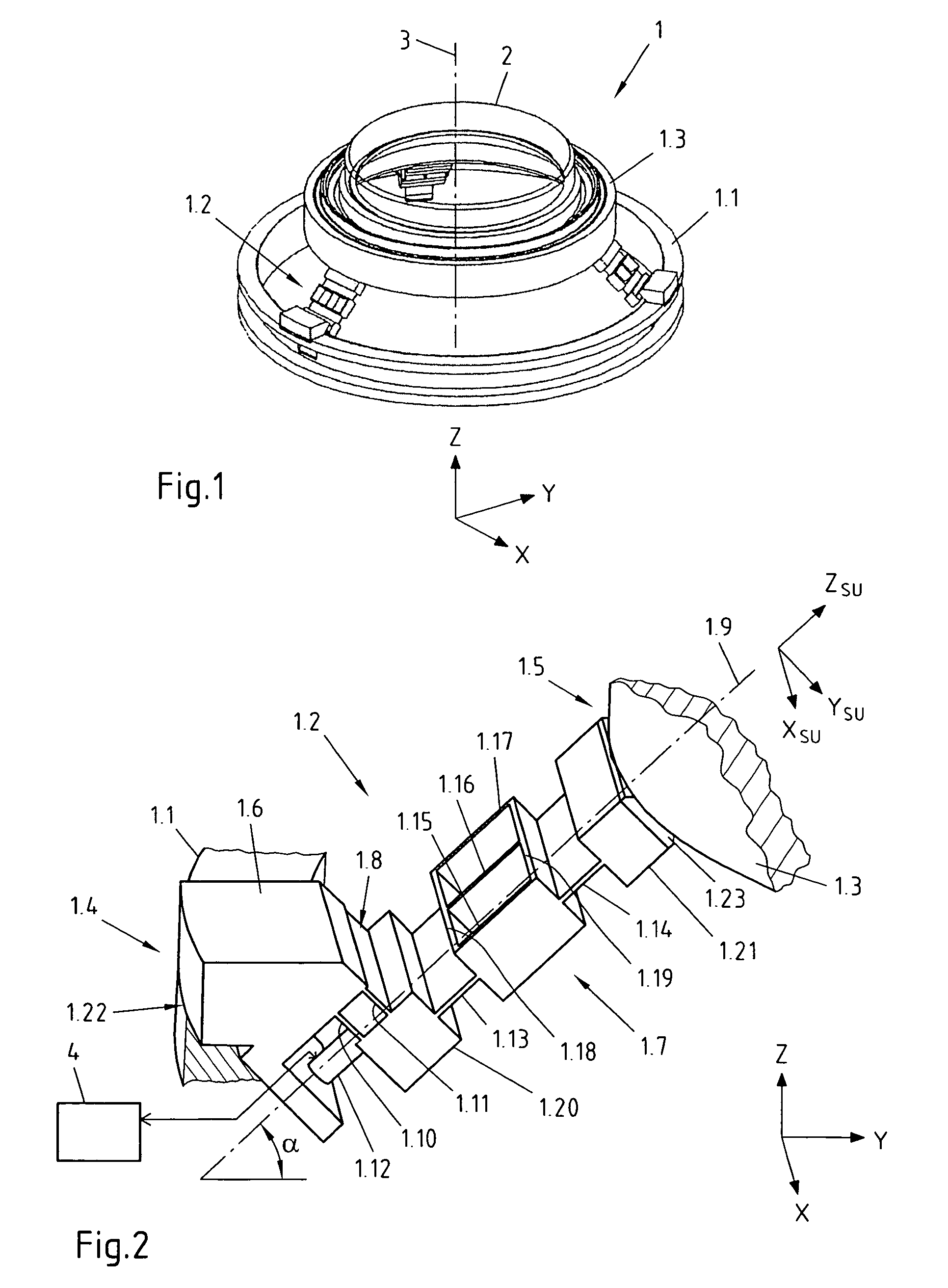 Support device for positioning an optical element