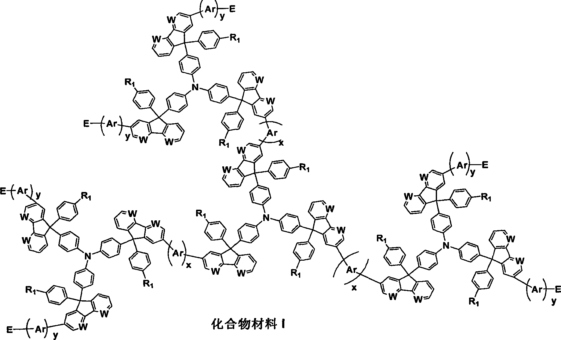 Break-in conjugated branched polymer material and preparation method and uses thereof