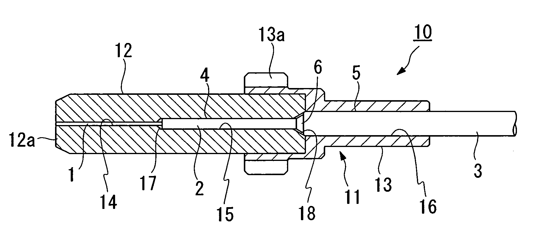 Method of producing a ferrule with an optical fiber