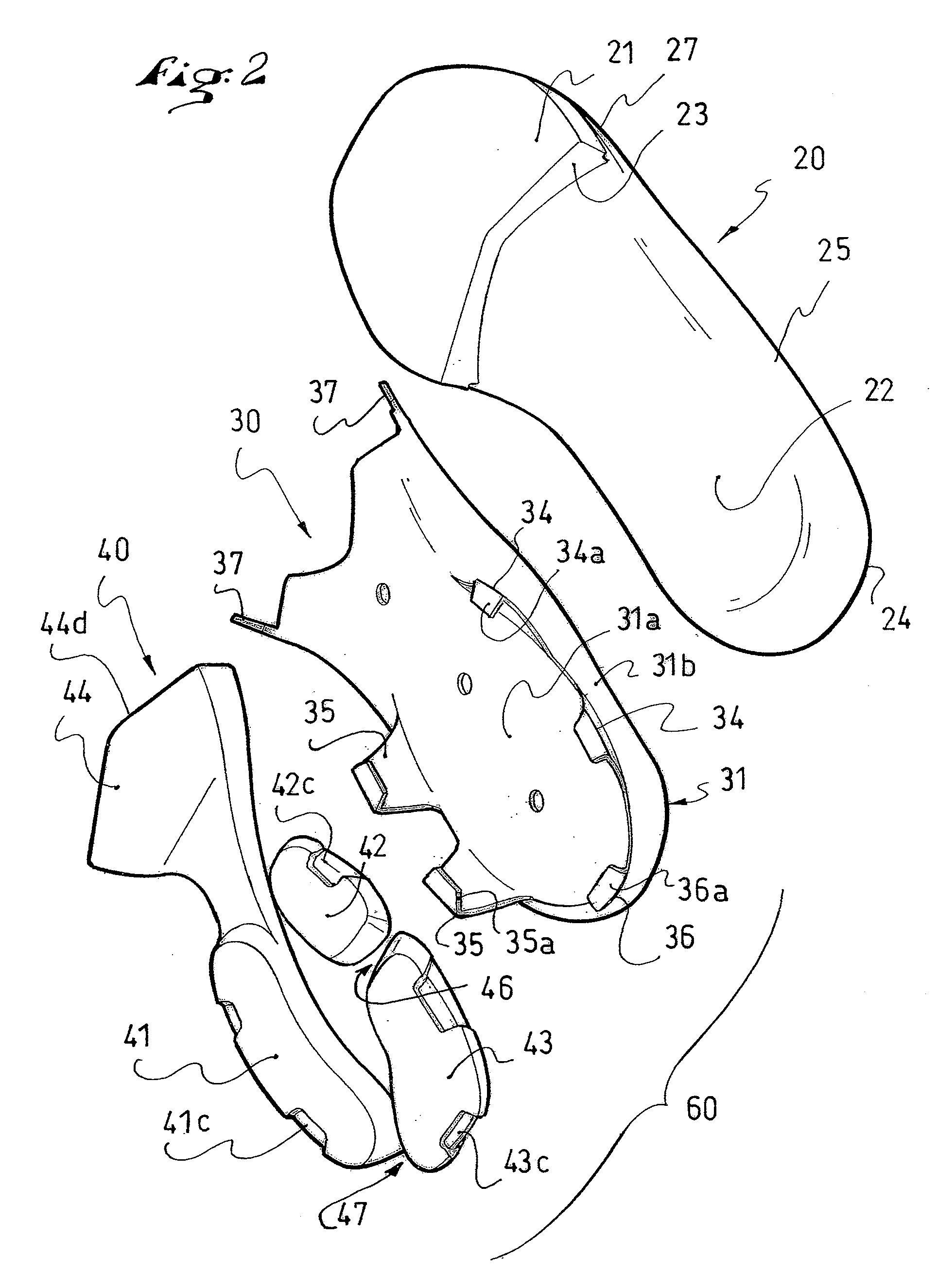 Shock-absorbing system for an article of footwear