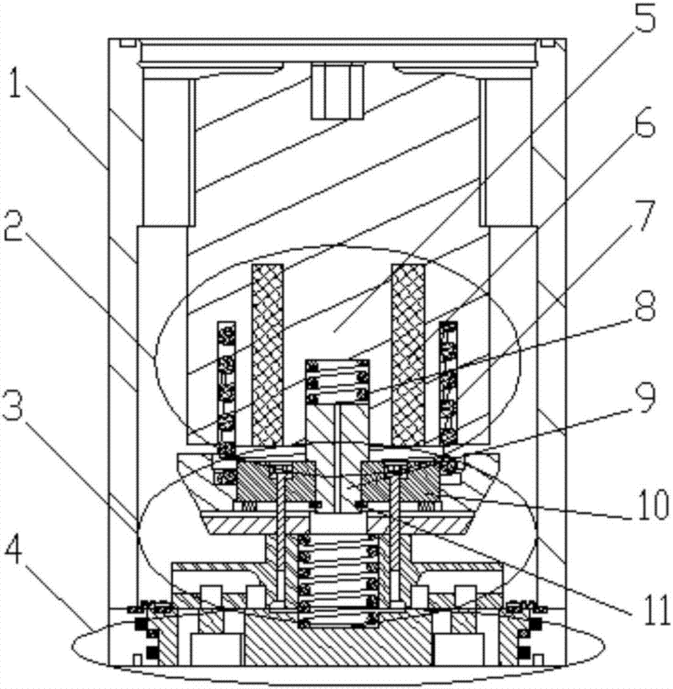 Direct-pass inner guide gas spraying valve with floating valve base