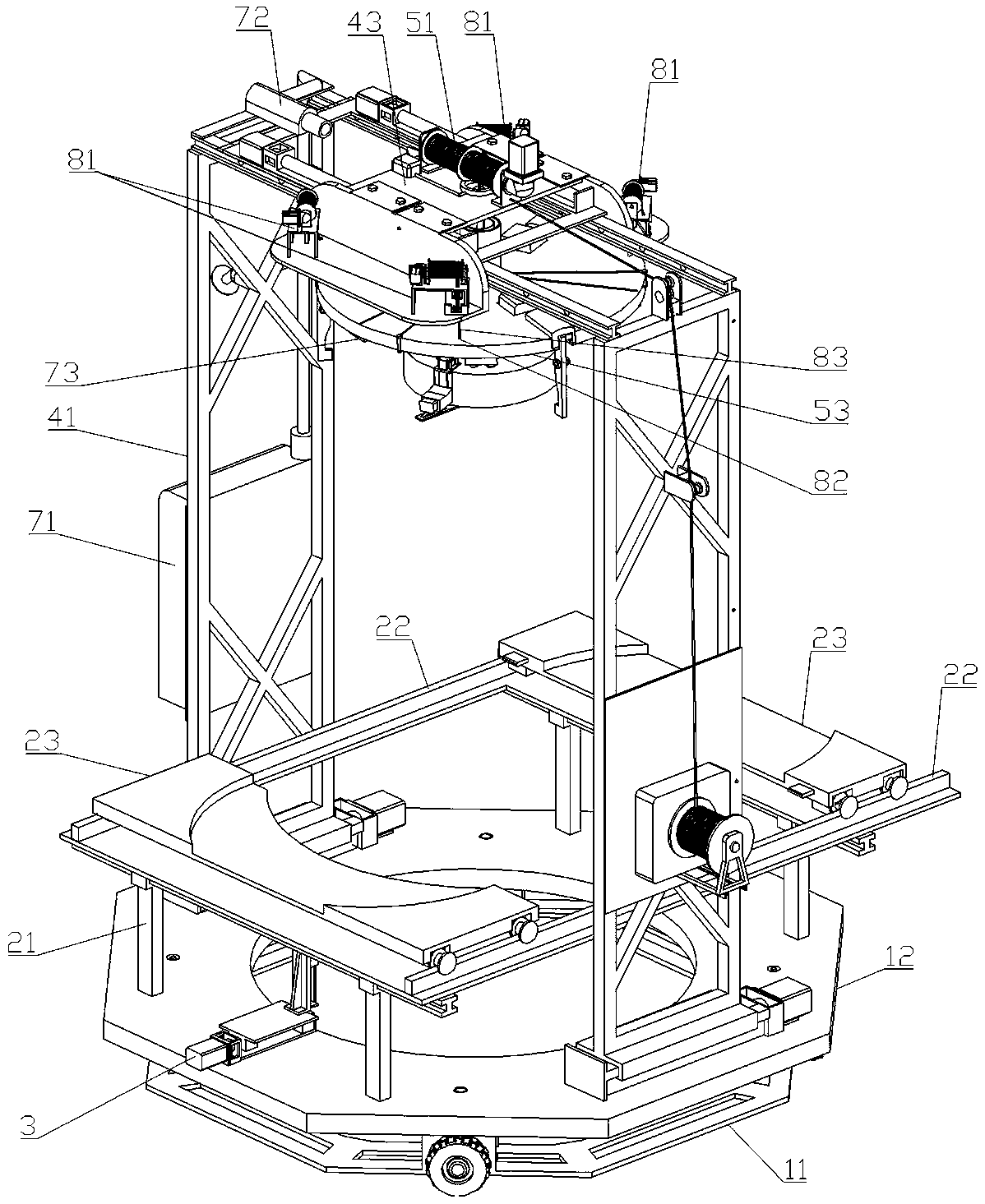 Deep well solidification bucket lifting system and its lifting method