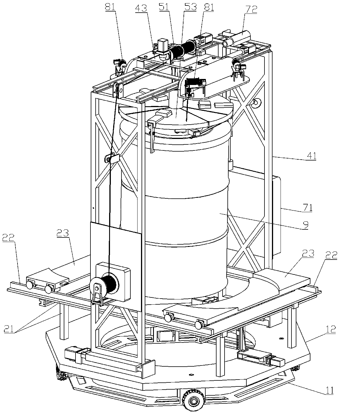 Deep well solidification bucket lifting system and its lifting method