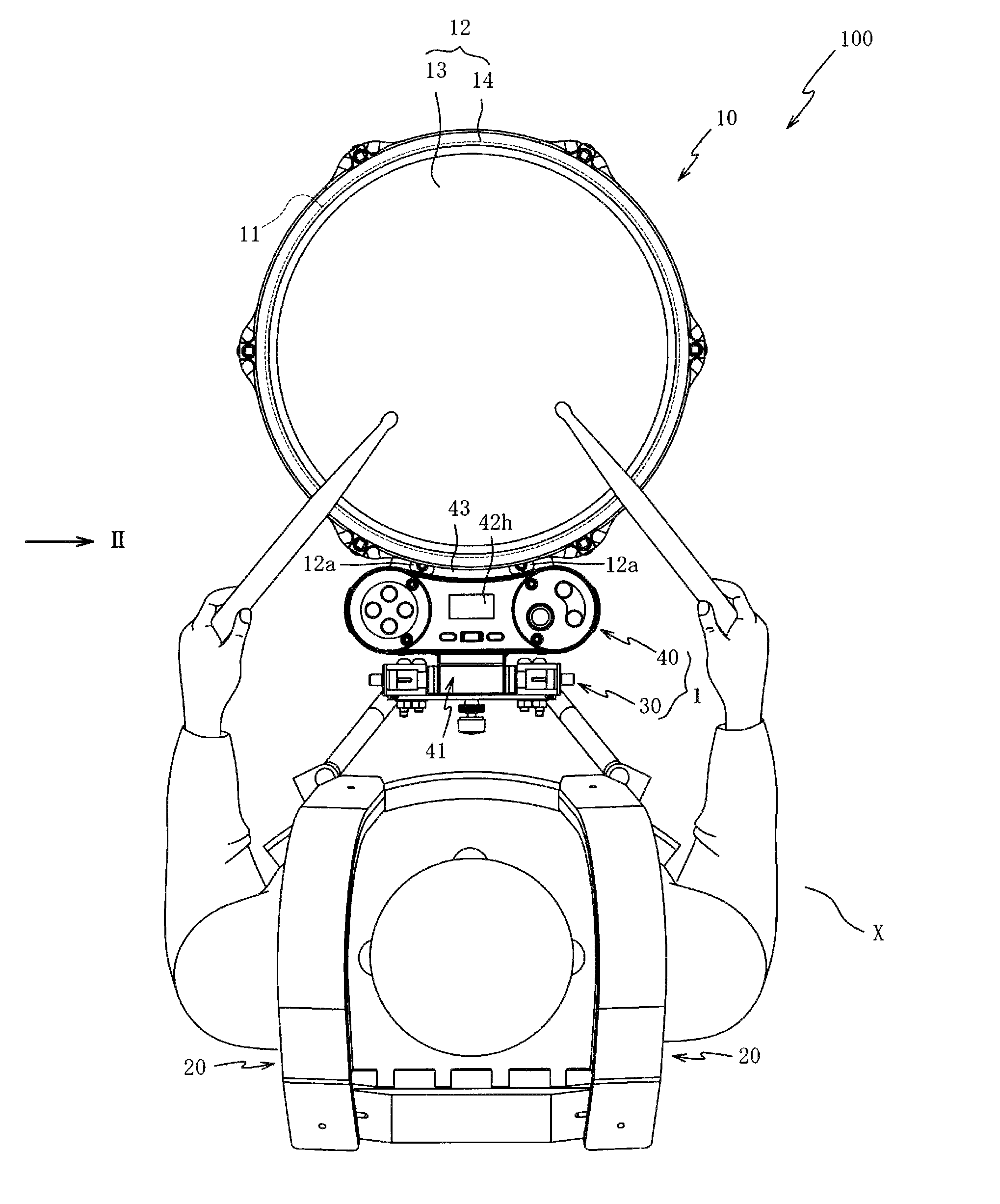 Operating devices and methods for electronic percussion instrument