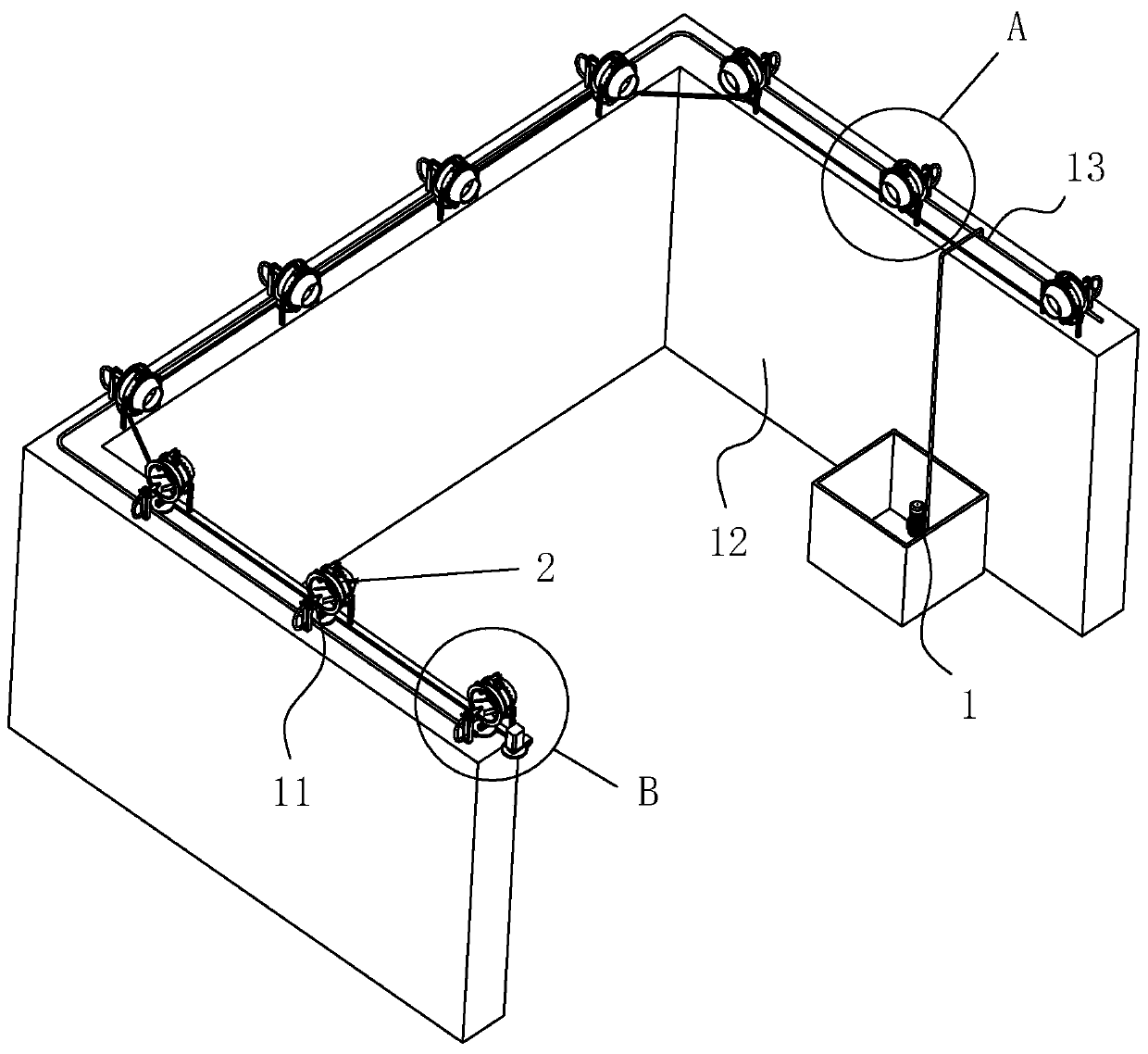 Spraying dust-settling system for concrete factory