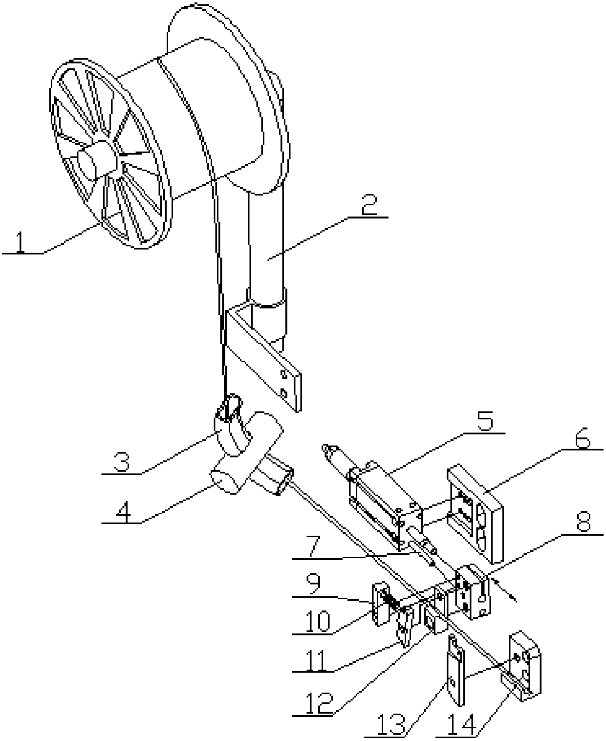 Pneumatic feeding system of copper belt machine