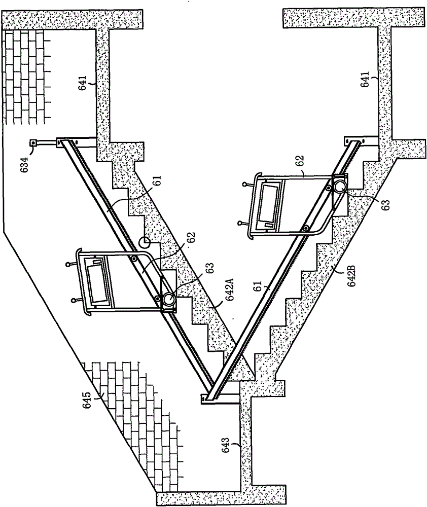 Double-person escalator in corridor