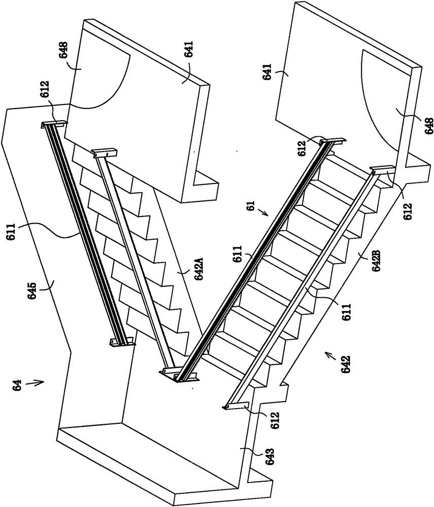 Double-person escalator in corridor