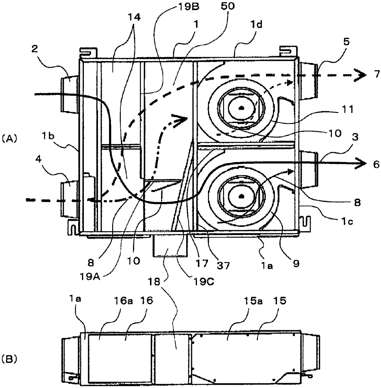 Heat exchange ventilation device